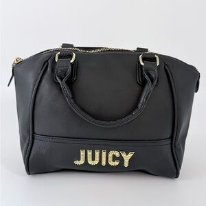 Vintage Juicy Couture Mini Satchel Bag Black Gold JUICY Logo Zip Top Handbag